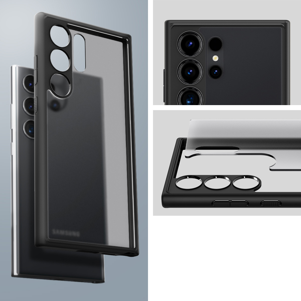 Etui Spigen Ultra Hybrid do Galaxy S24 Ultra, półprzezroczysto-czarne